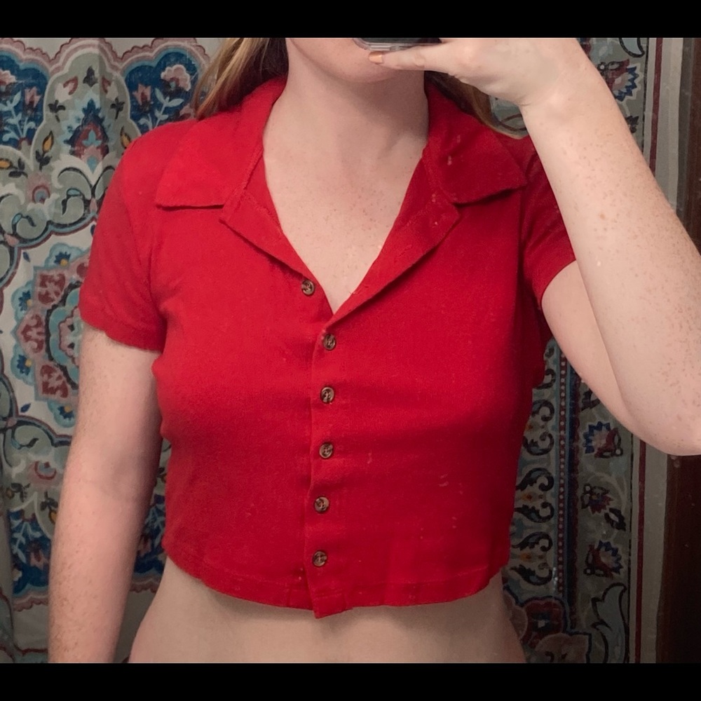 Red cropped polo 3 for $18